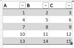 Excel table