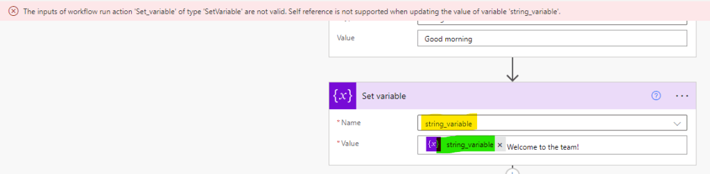 erro ao atribuir valor dinamico a variavel
