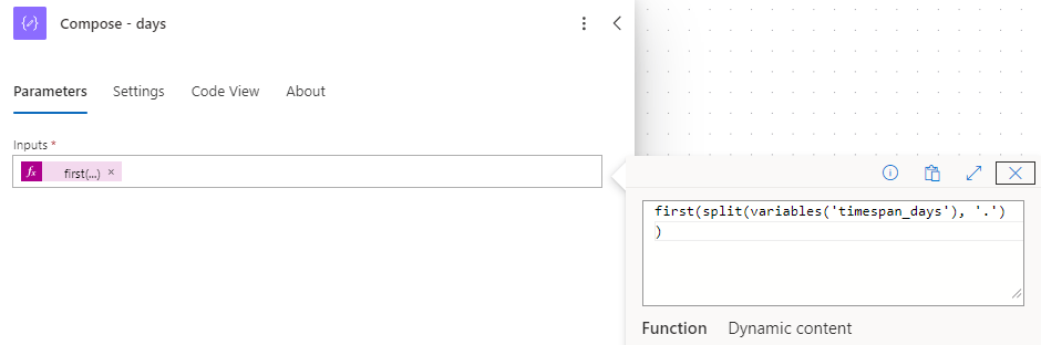 first expression in power automate