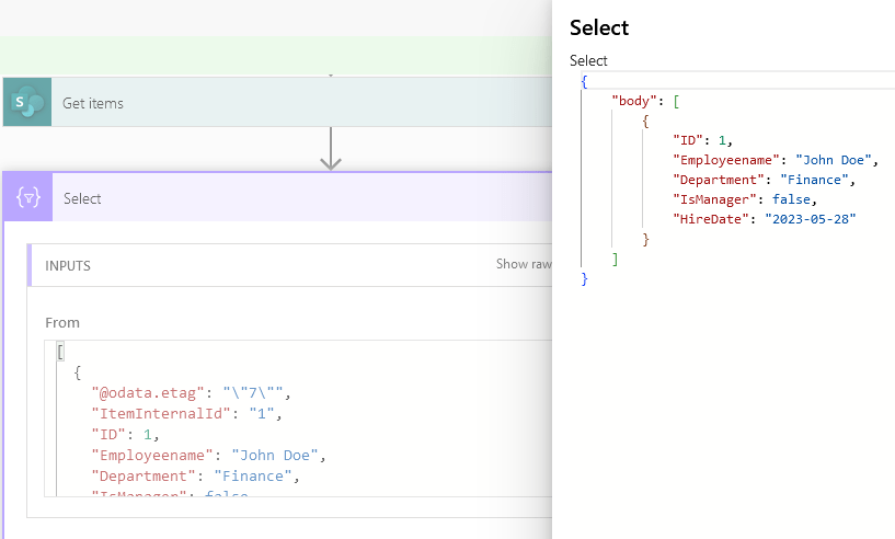 output of startwith function in power automate
