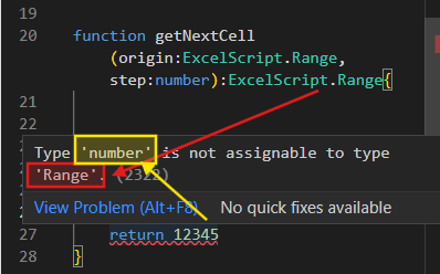 data type error in office scripts