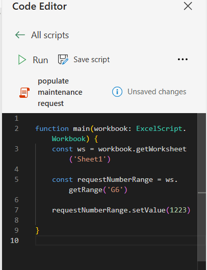 setValue method in office scripts