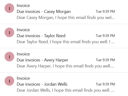 emails received by automated flow