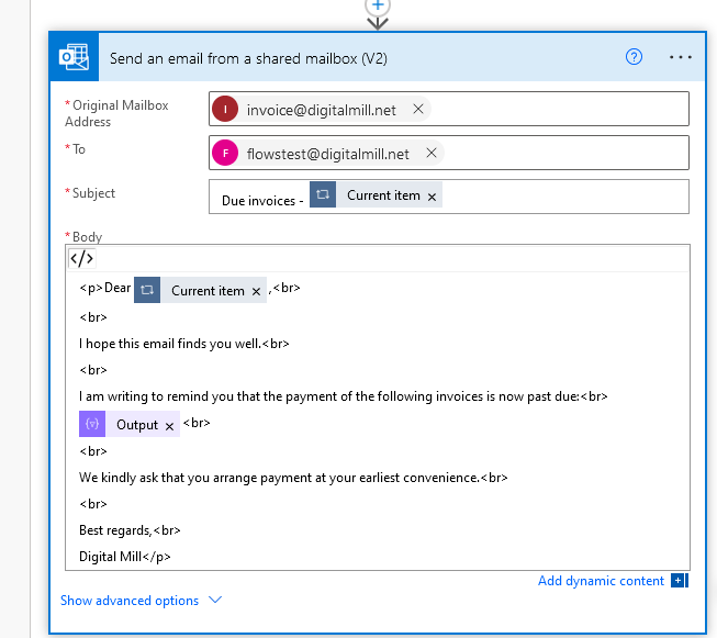 email body in html in power automate