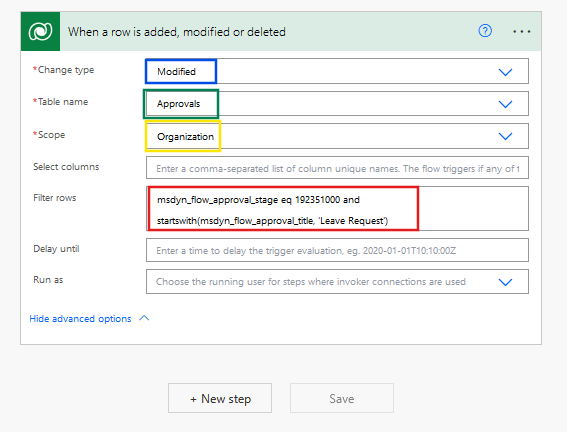 capturing dataverse table modification in power automate
