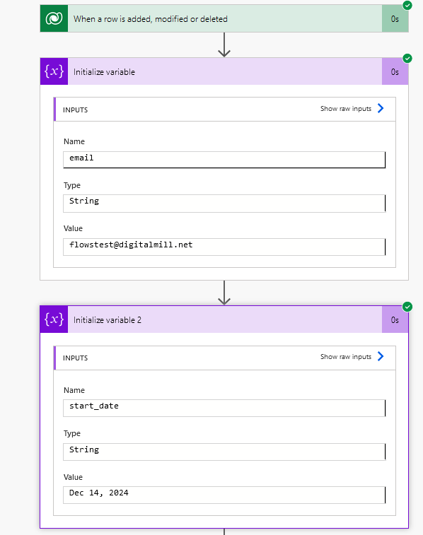 variables output in power automate