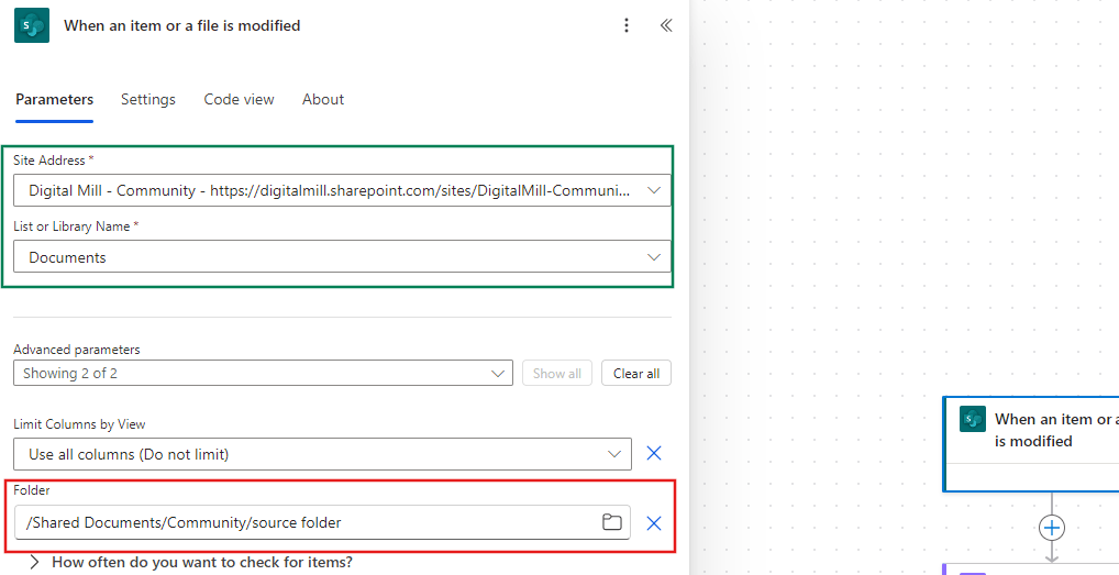 trigger to monitor changes to files in individual folders in power automate