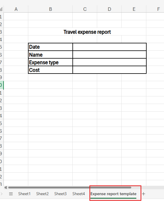template worksheet to be duplicated