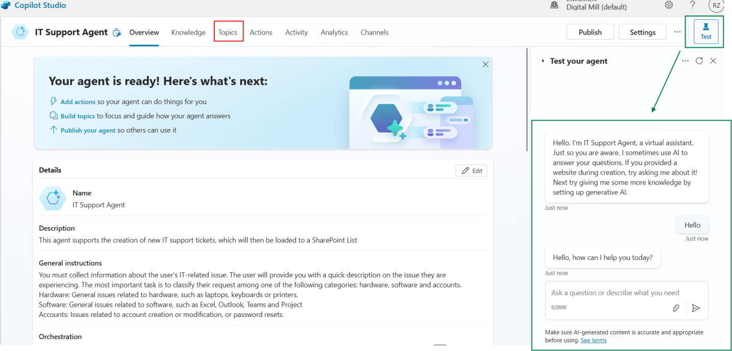 Starting a Power Automate flow from a Copilot Studio Agent – Digital Mill