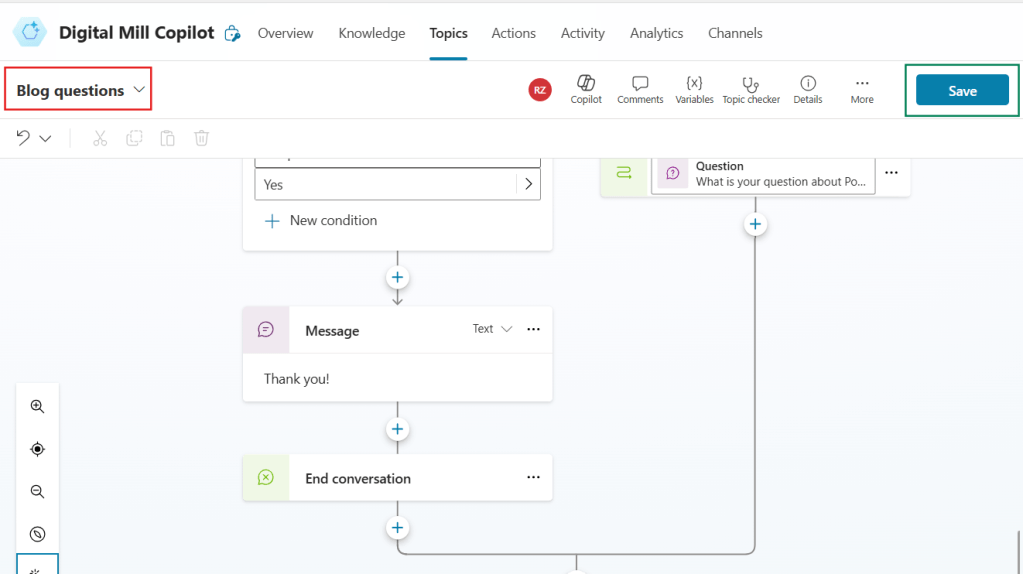rename a topic in copilot studio