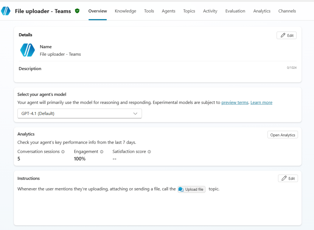 agent overview in copilot studio