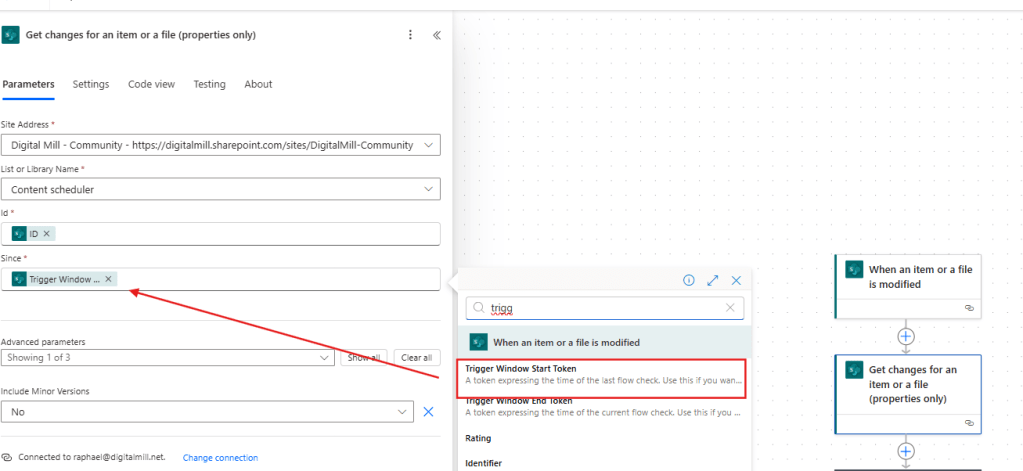 getting changes from sharepoint list item in power automate