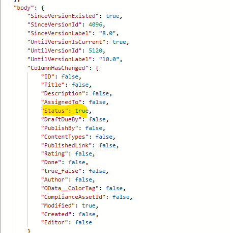 sharepoint list changes outputs in power automate