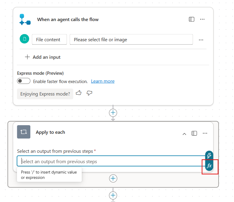 expression in loop in agent flow
