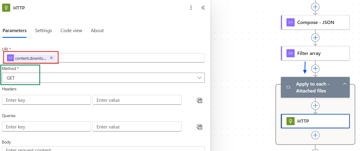 http action to download file content in power automate