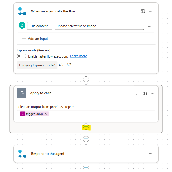 action inside a loop in agent flow