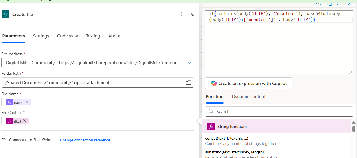 expression to handle file types in power automate