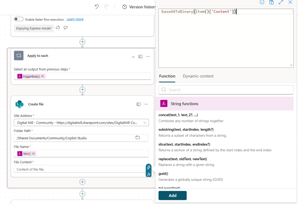 expression to reference content in agent flow