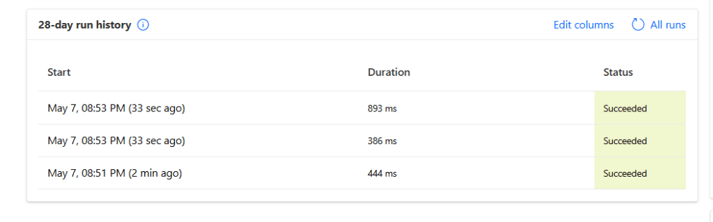 child flow run history