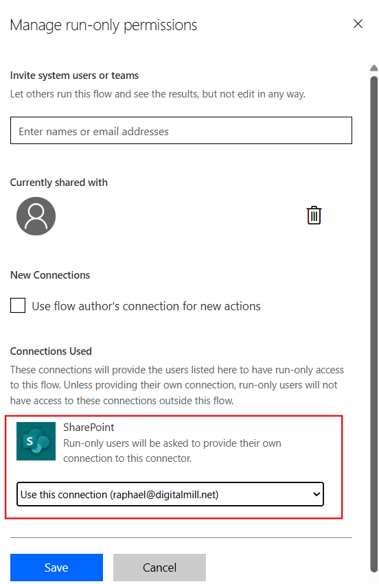 run only settings in power automate