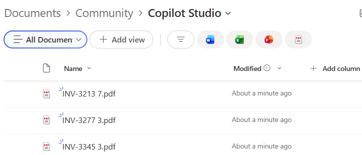 files saved by the agent in sharepoint