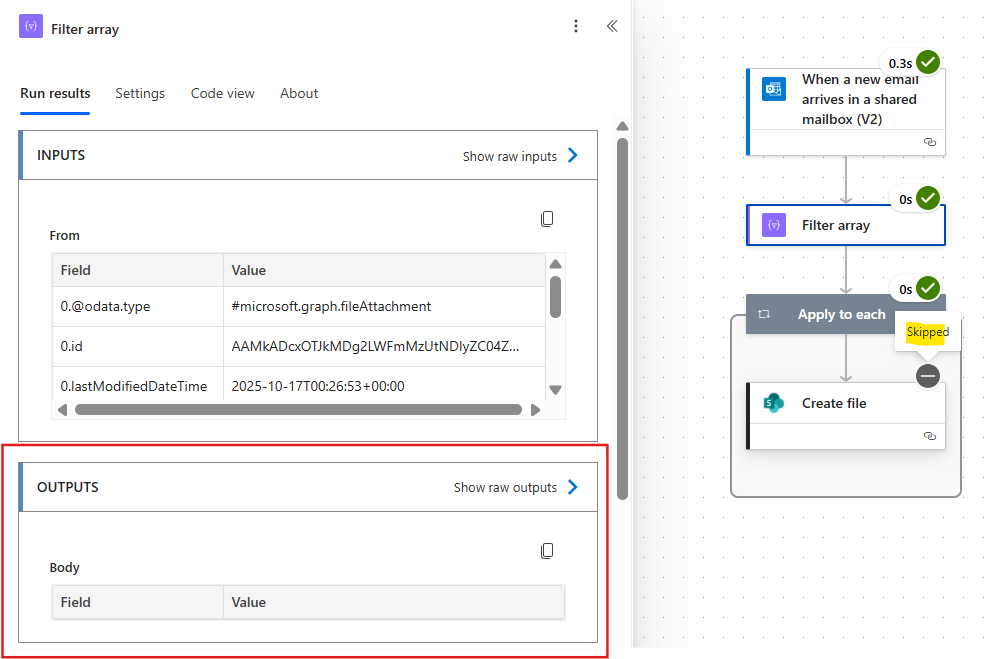empty array in power automate flow
