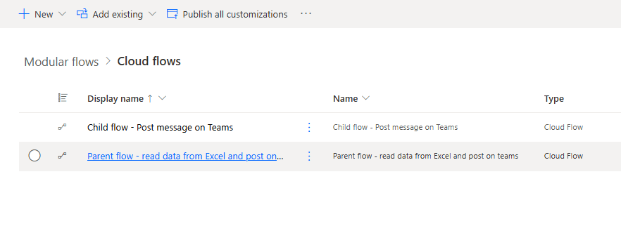 accessing power automate parent flow in a solution