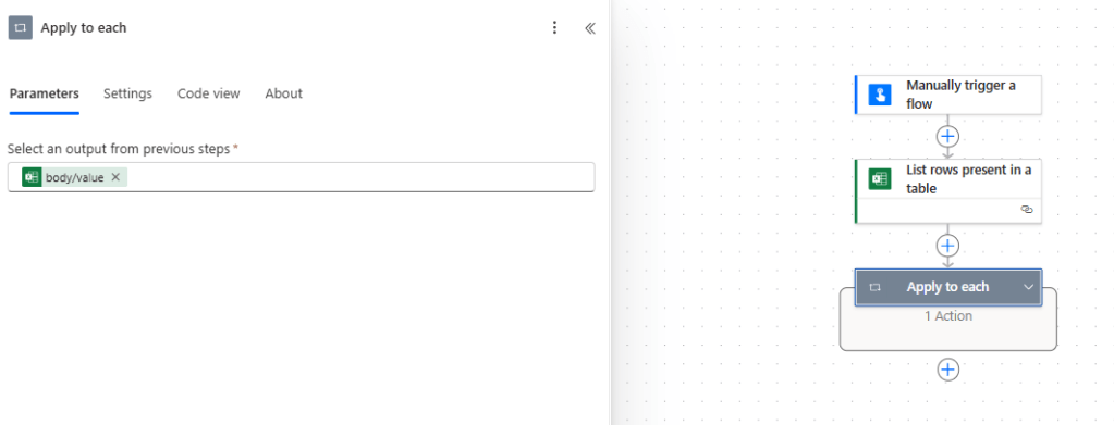 reading data from excel tables in power automate