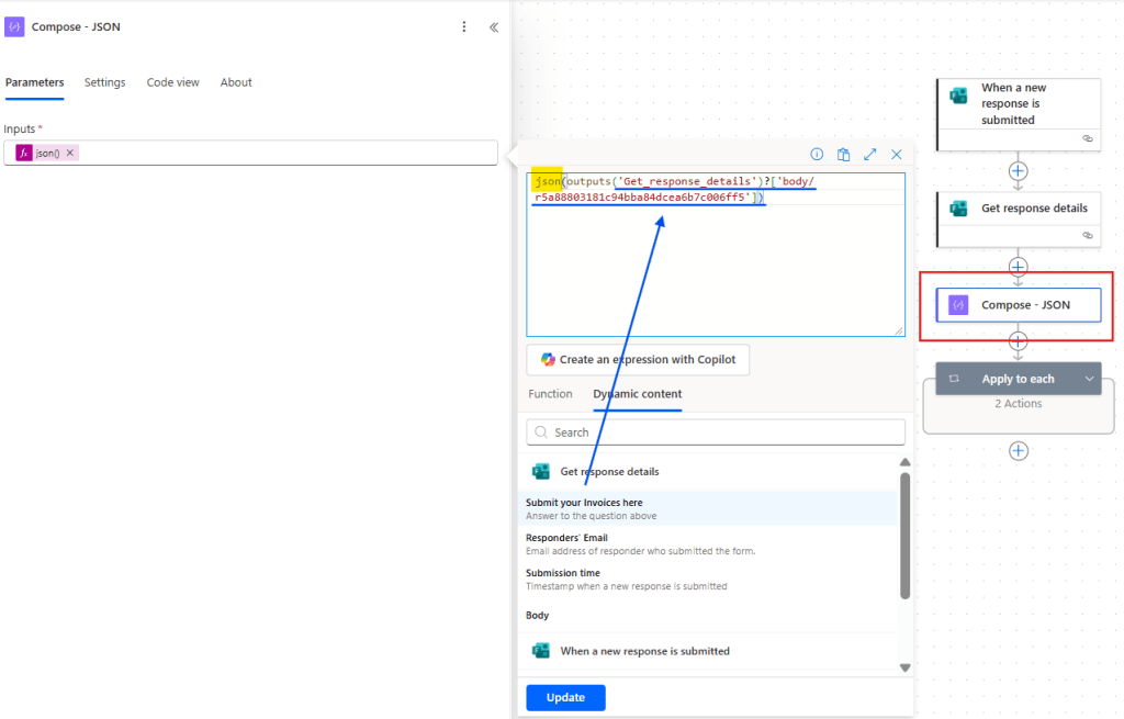format string as json in power automate