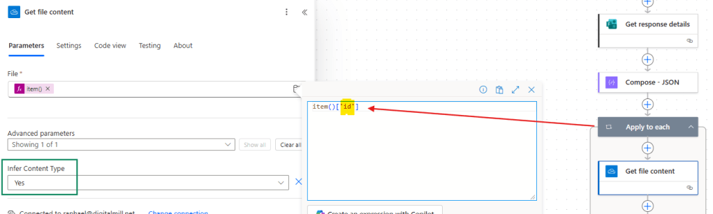 extracting ms form attachment content with power automate