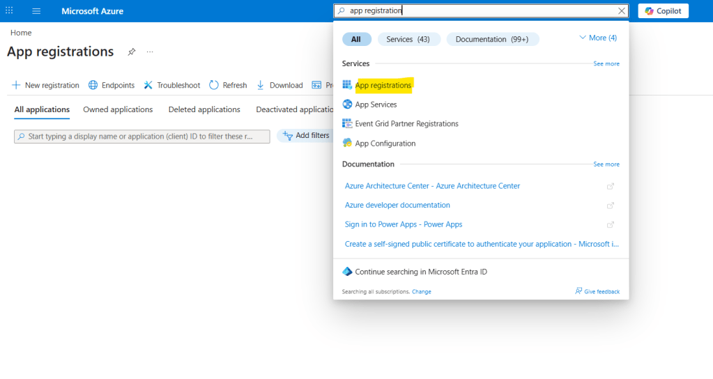 app registration in azure portal