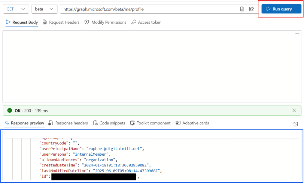 running queries in graph explorer