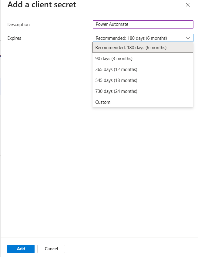 creating client secret in app registration