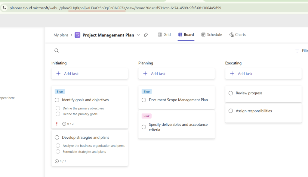 microsoft planner plan sample
