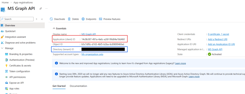 authentication data in app registration