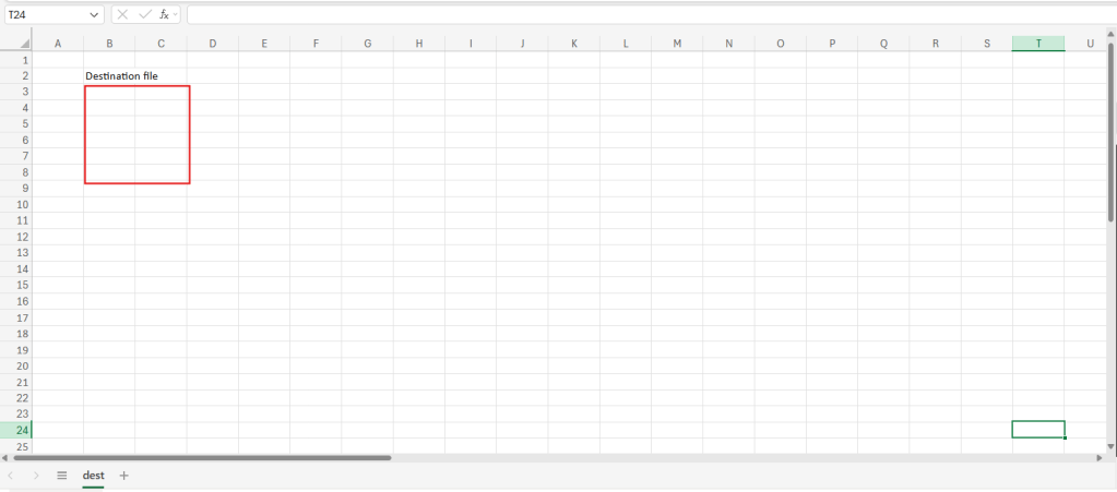 destination excel file overview