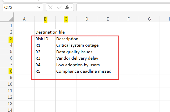 data migrated from one excel file to another with office scripts and power automate