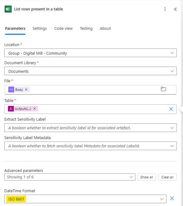 excel date format to iso8601 in power automate