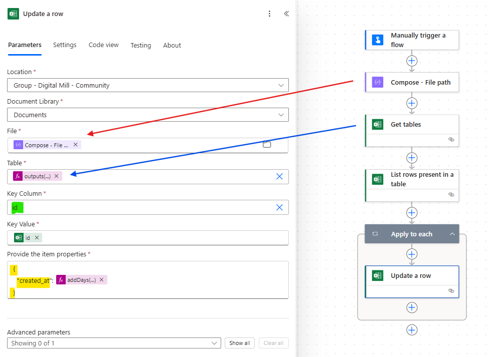 updating dynamic excel file