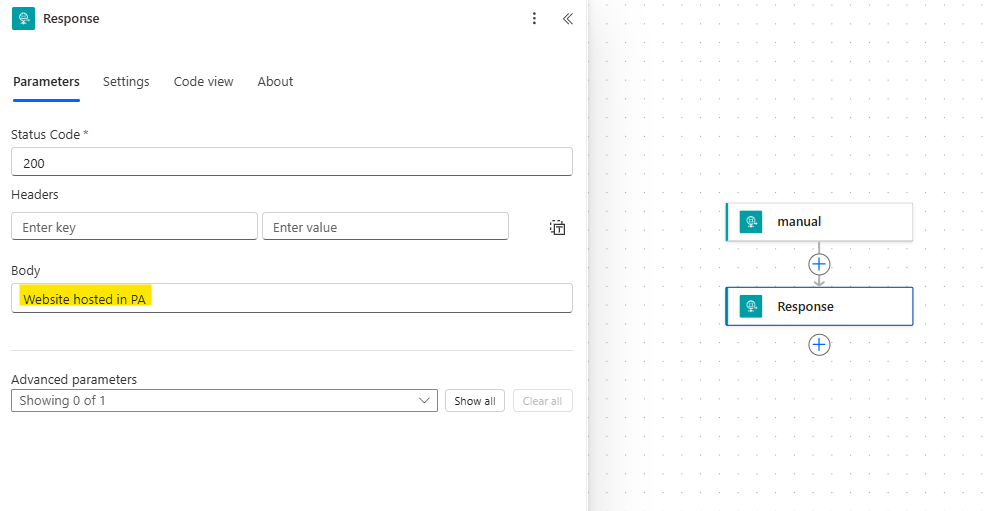 response action in power automate