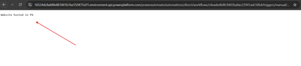 data displayed in page after get request to power automate trigger