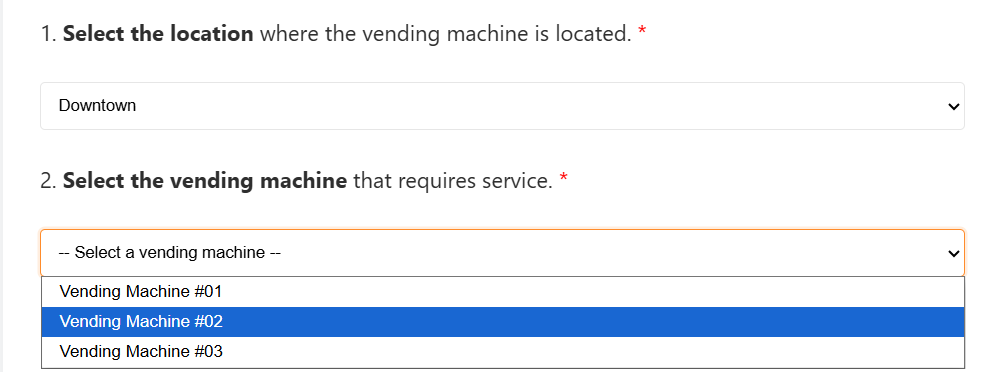 dynamic options in html form displayed with power automate