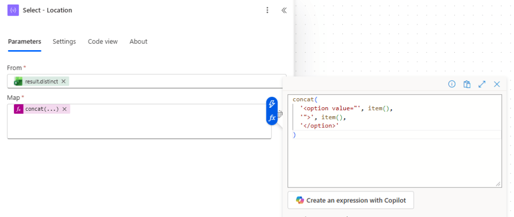 expression to select action in power automate
