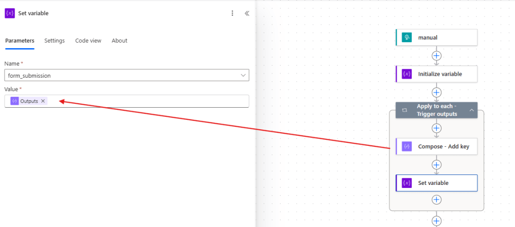 overwriting variable's value in power automate