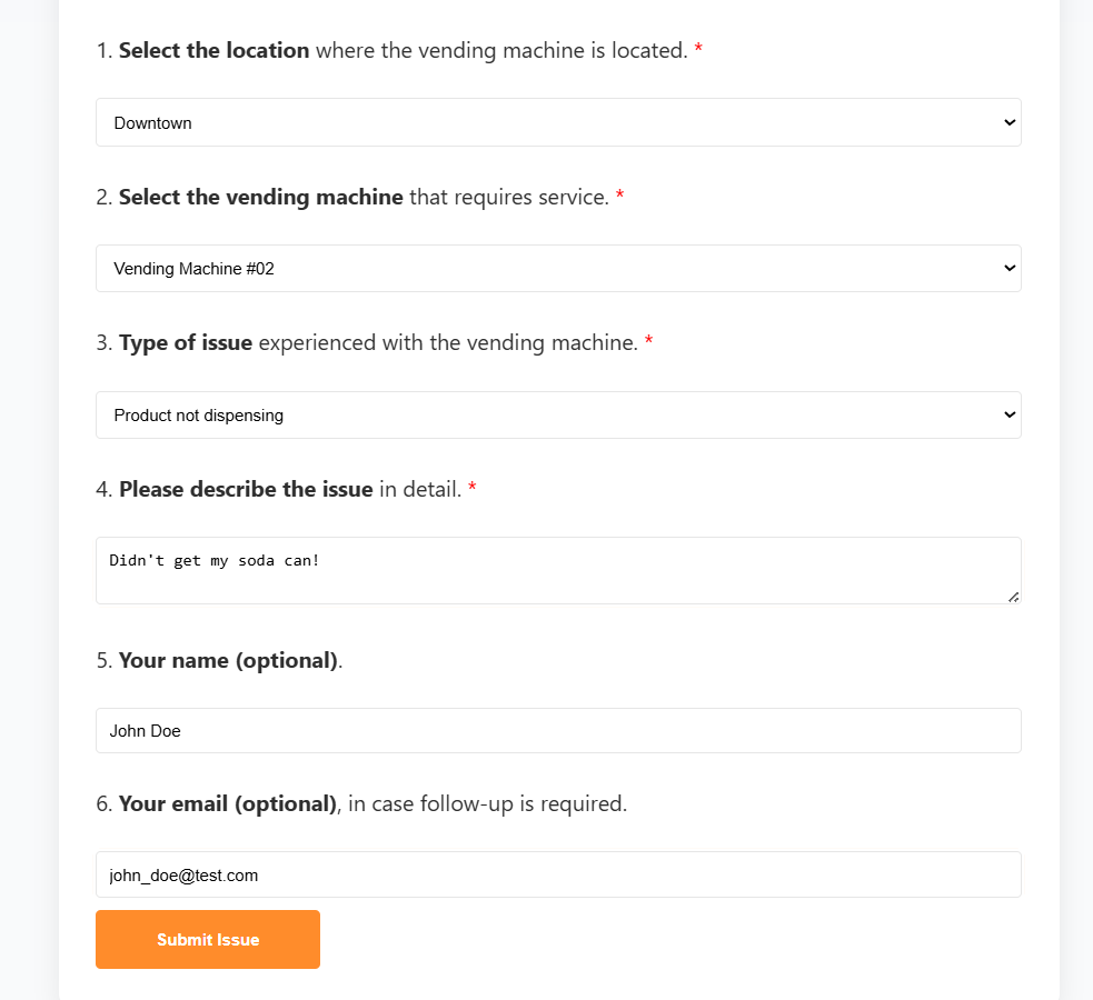 filling out html form
