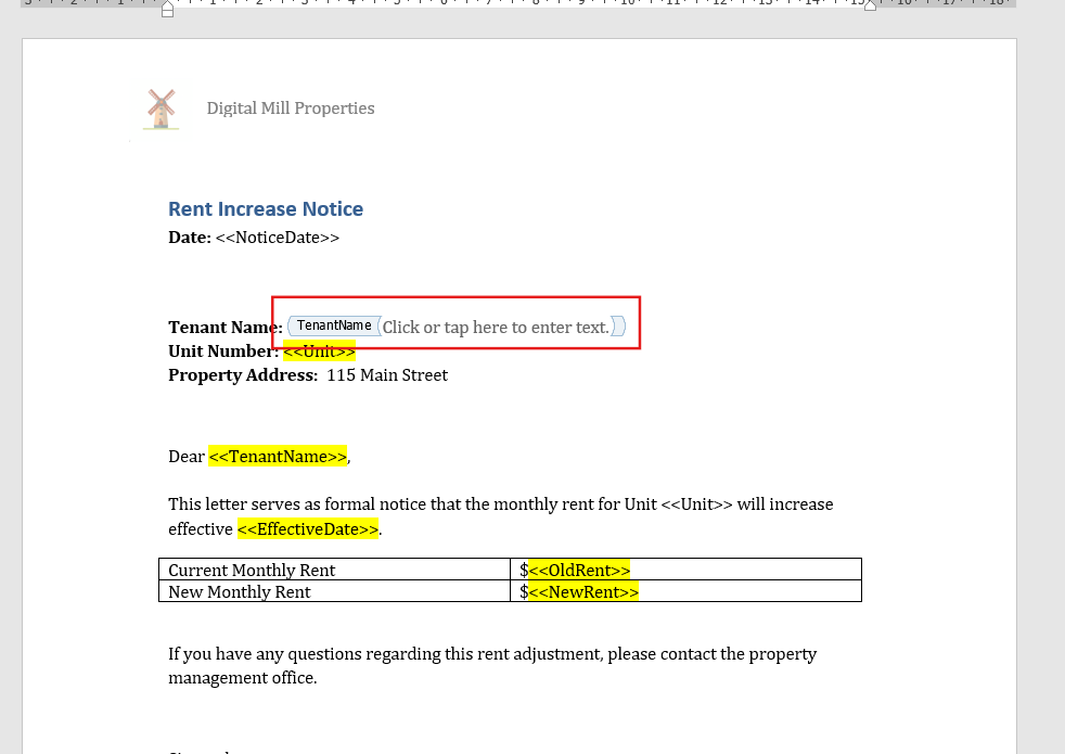named controls in microsoft word