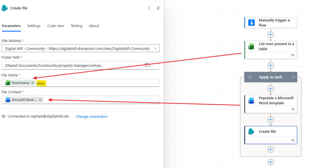 create file in sharepoint with power automate