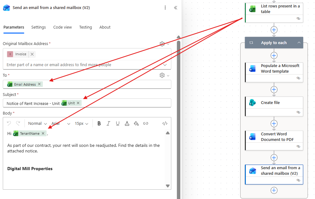 send automatic email in power automate