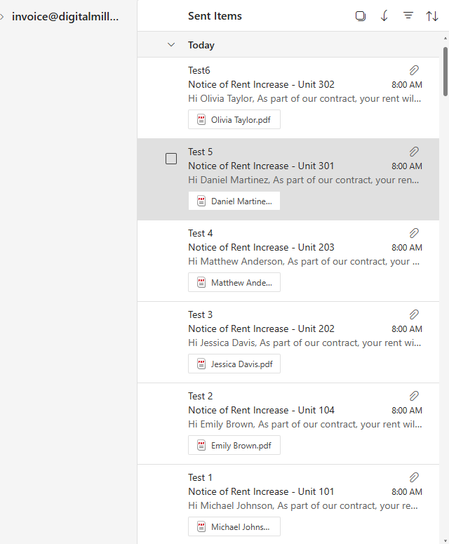 sent mailbox in outlook