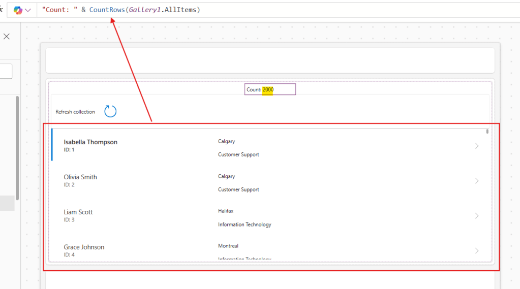 canvas app gallery with delegation limit